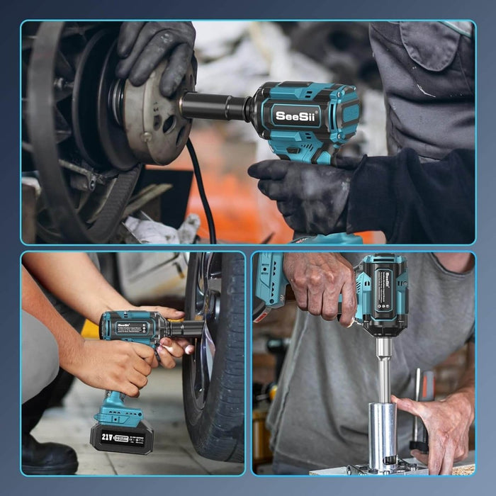 Seesii WH500 1/2'' Cordless Impact Wrench, 650N.m, 4.0Ah Battery, Brushless Motor, 479Ft-lbs 2800RPM, Fast Charger&4 Sockets - impact wrench-SeeSii