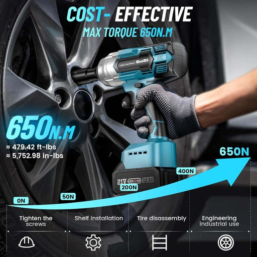 Seesii WH700 1/2‘’ Brushless 479 Ft-lbs(650Nm) Impact Wrench, 3in1 Functional - impact wrench-SeeSii