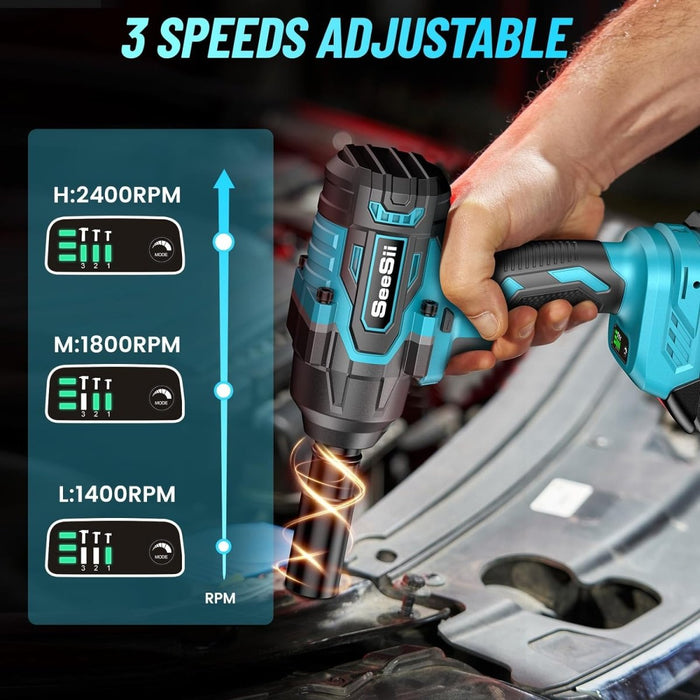 Seesii WH760 Cordless Impact Wrench- 1000Nm (738ft-lbs) 2*4.0AH Battery - impact wrench-SeeSii